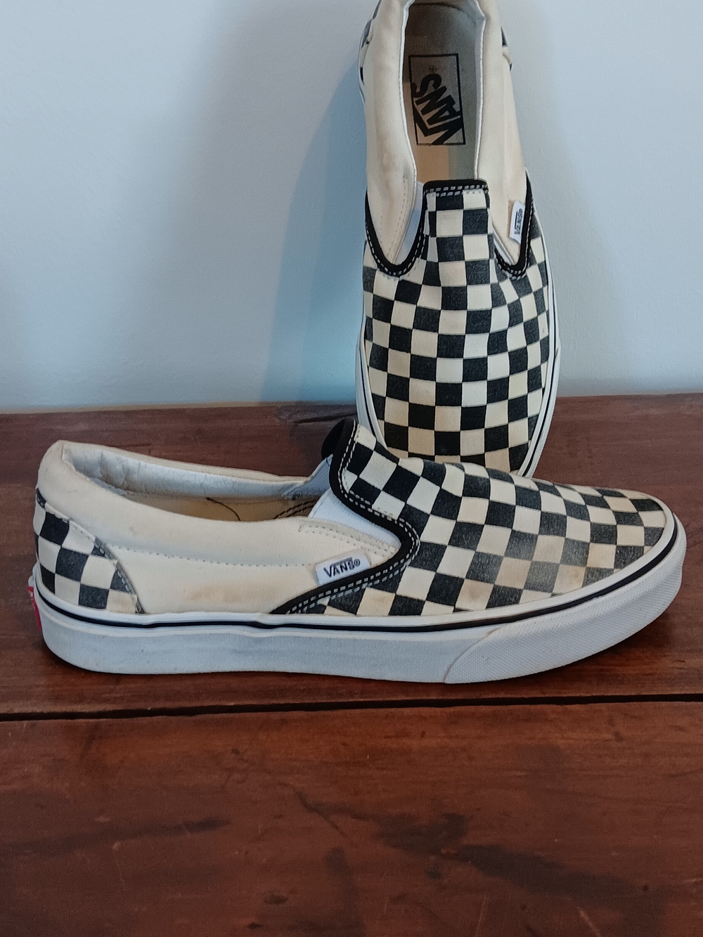 Vans Classic Slip-On Checkerboard Canvas - Black & White Sz 8.5 - Picture 6 of 8